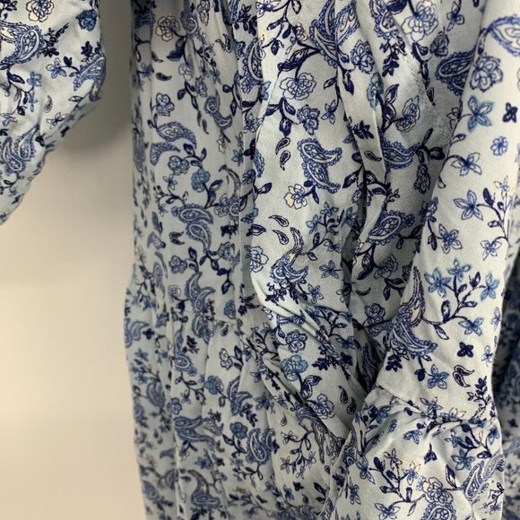 Old Navy Dress Blue Floral Print Mini Swing Long Sleeve - Picture 8 of 13